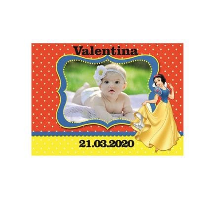 Marturii botez cu magnet , Alba ca zapada, Magnet, 10x7,5 cm, Rosu