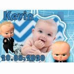 Marturie botez, Baby Boss, Magnet,10x7.5 cm, Albastru