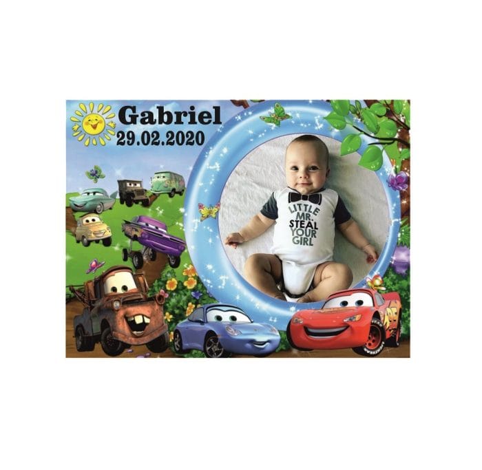 Marturie botez, Cars, Magnet,10x7.5 cm, Multicolor - imagine 1