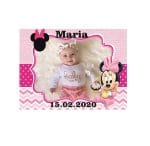 Marturie botez, Minnie, Magnet,10x7.5 cm, Roz