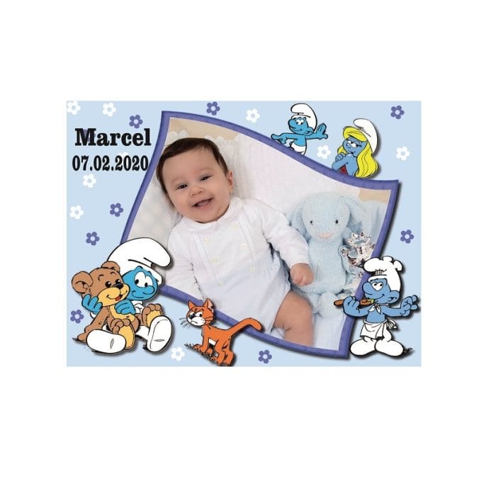 Marturie botez, Strumfi, Magnet,10x7.5 cm, Albastru - imagine 1