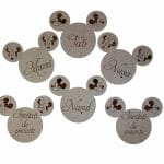 Cocarde Botez/Nunta, Model Mickey & Minnie Mouse , Tip Brosa, Lemn, 5 cm