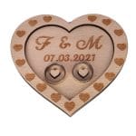 Cutie de verighete, Inima, Personalizata, Lemn Natur, CTV004 - imagine 3