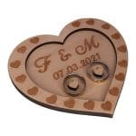 Cutie de verighete, Inima, Personalizata, Lemn Natur, CTV004