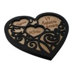 Cutie de verighete, Inima, Personalizata, Lemn Natur, Negru, CTV005 - imagine 2