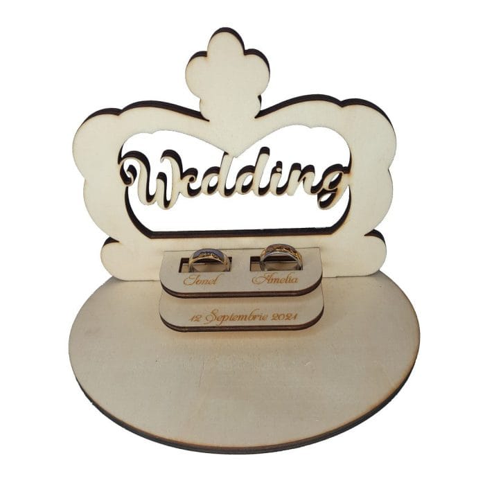 Cutie de verighete, Personalizata, Lemn Natur, CTV007 - imagine 1