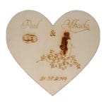 Cutie de verighete, Personalizata, Inima, Lemn Natur, CTV008