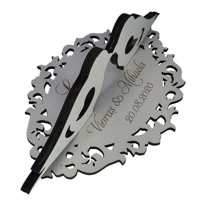 Cutie de verighete, Porumbei, Personalizata, Alb, CTV010 - imagine 3