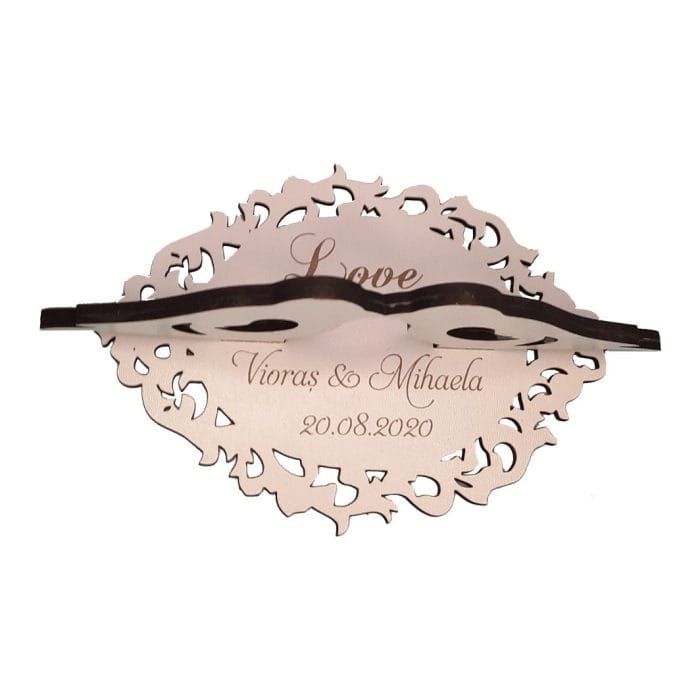 Cutie de verighete, Porumbei, Personalizata, Alb, CTV010 - imagine 2