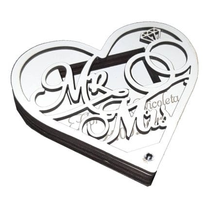 Cutie Stick, Nunta, Personalizata, Inima, Alb, CSNB004