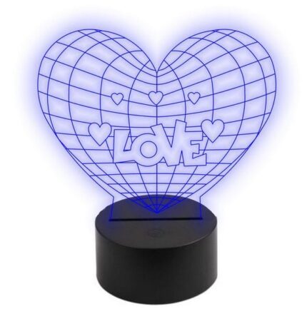Lampa 3d Cadou Model Inima M2