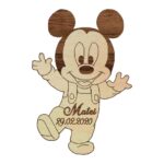 Marturie botez, Personalizata, Model Mickey Mouse, Lemn, 7x5 cm, MB002