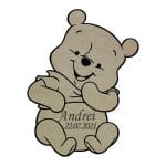 Marturie botez, Personalizata, Model Winnie, Lemn, 5x4 cm, MB004