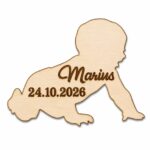 Marturie botez, Personalizata, Model Bebelus, Lemn, 6x5 cm, MB020
