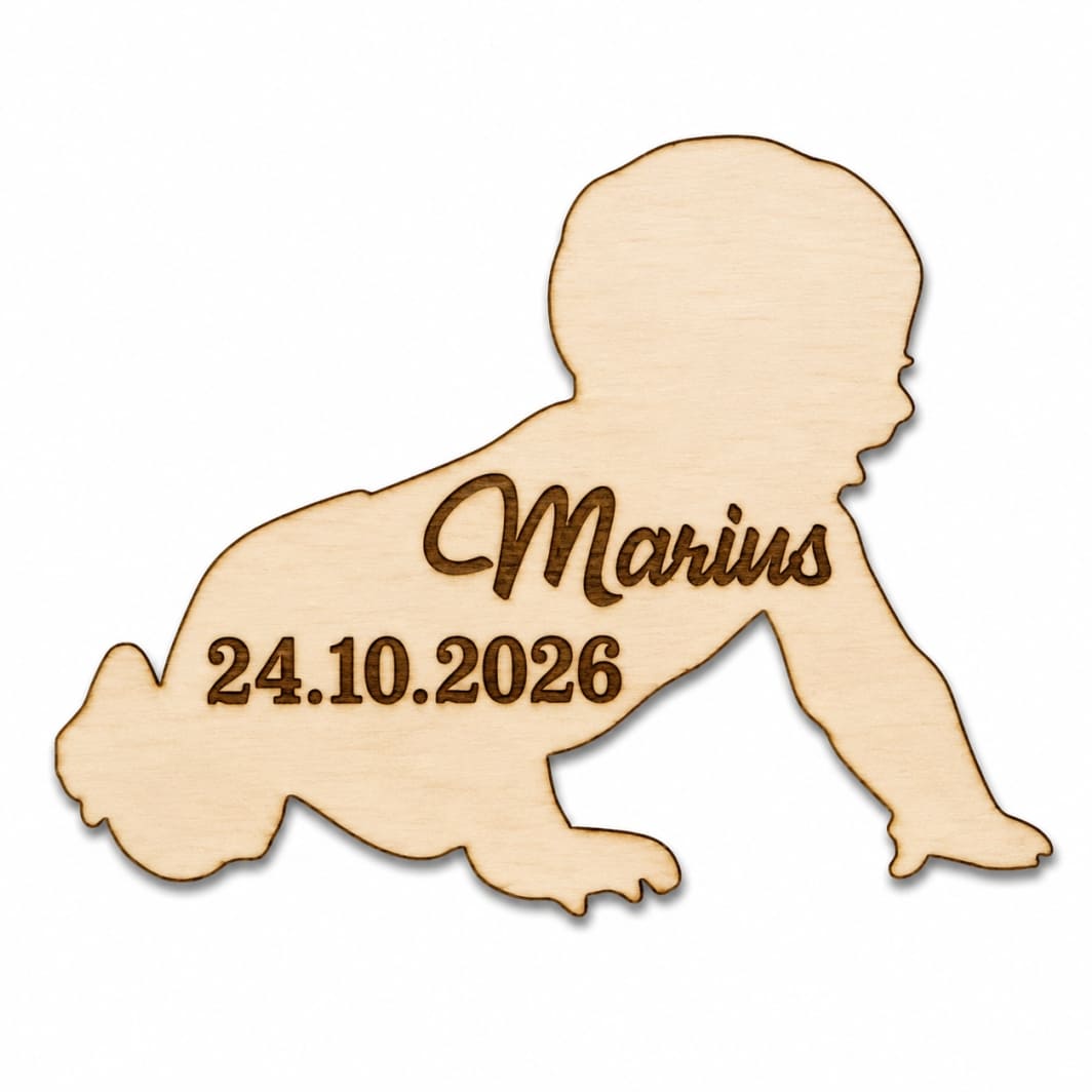 MB020 Marturie botez, Personalizata, Model Bebelus, Lemn, 6x5 cm, MB020 - imagine 1