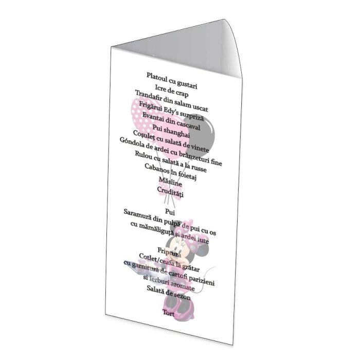 Meniu de masa, Botez, Model MB5, Minnie Mouse, Carton - imagine 3