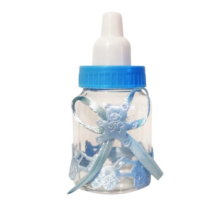 Marturie botez, Biberon, Personalizata, Plastic, 9x4 cm, Albastru - imagine 3