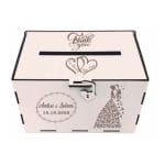 Cutie Dar Miri , Personalizata, Fluturi, Alb, Lemn, 30x20x20 cm, CDN003