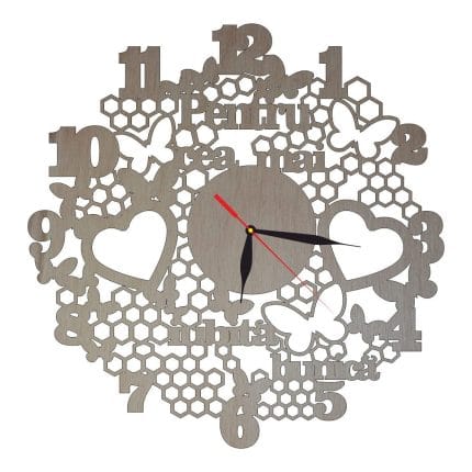 Ceas personalizat pentru cea mai iubita bunica , Lemn, 40 cm, CMB003