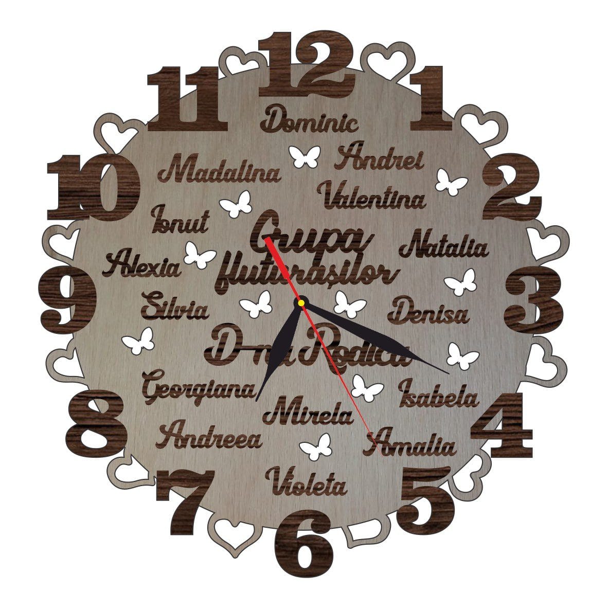 CS003 Ceas Personalizat Scoala, Numele Elevi, Lemn, 40 cm, CS003 - imagine 1