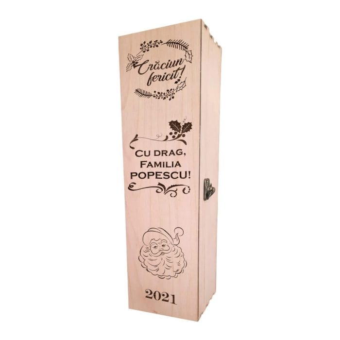 Cutie de vin personalizata, Craciun, Lemn, 35x10x10 cm, CVC001 - imagine 1