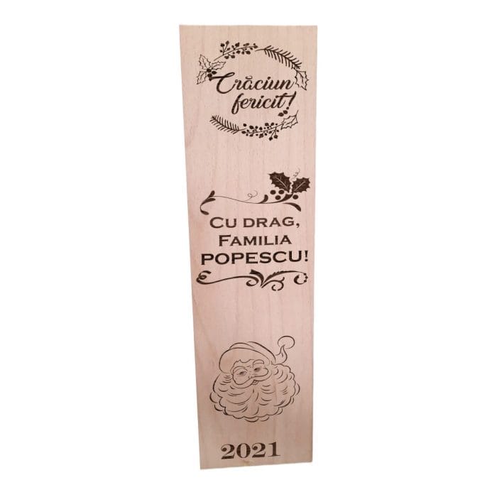 Cutie de vin personalizata, Craciun, Lemn, 35x10x10 cm, CVC001 - imagine 2