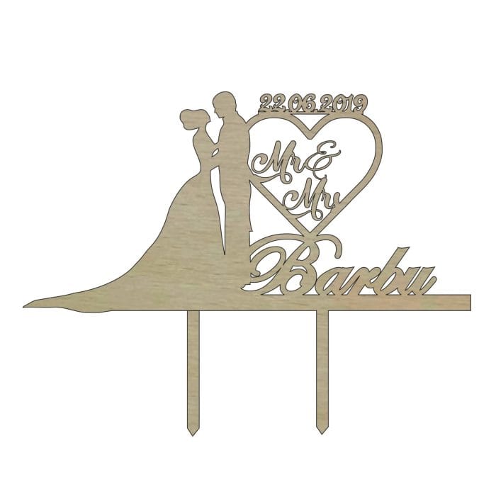 Topper de Nunta, Model TN009, Lemn, 15 cm - imagine 1