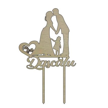 Topper de Nunta, Model TN014, Lemn, 15 cm