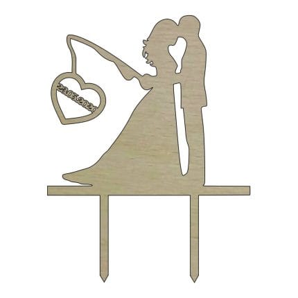 Topper de Nunta, Model TN021, Lemn, 15 cm