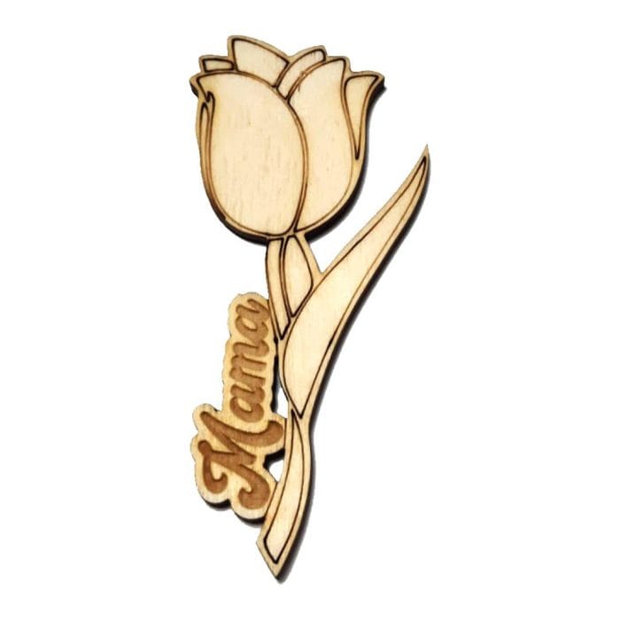 Martisor, Blank, Lemn, Lalea, Gravat Mama, 10cm, M59 - imagine 1
