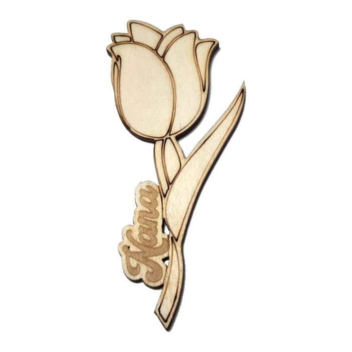 Martisor, Blank, Lemn, Lalea, Gravat Nana, 10cm, M60 - imagine 1