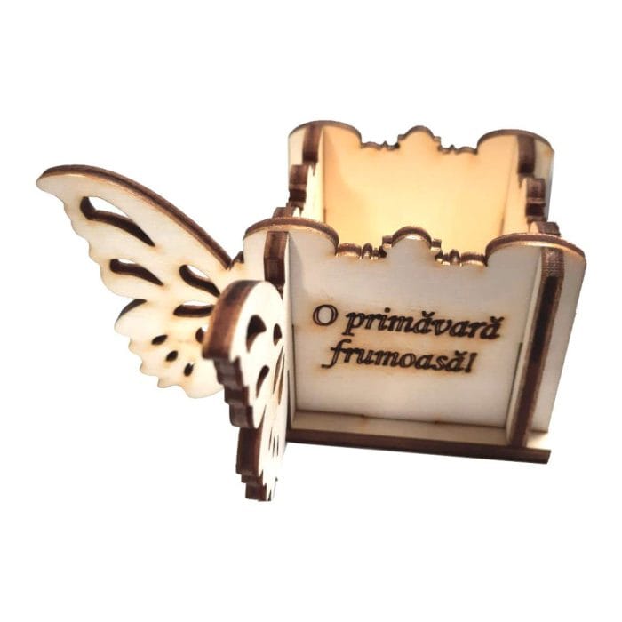 Cutie Mini Aranjamente Florale Lemn 10x10x5cm, M33 - imagine 1
