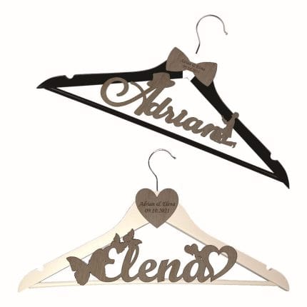 Set Umerase Personalizate, Nunta, Lemn Natur, UN004