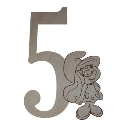 Cifra Aniversara, Personalizata, Strumfita, Lemn, 30x25cm, DCA008