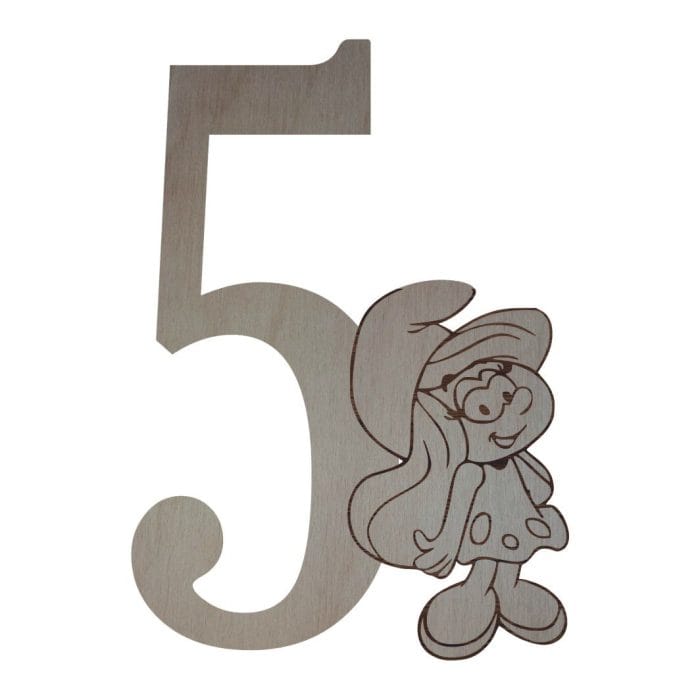 Cifra Aniversara, Personalizata, Strumfita, Lemn, 30x25cm, DCA008 - imagine 1