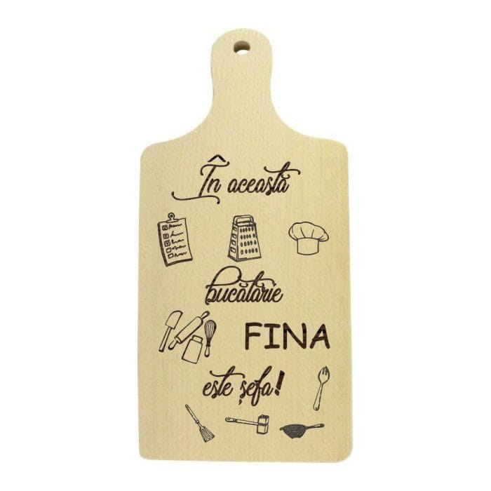 Decoratiune Cadou, Fini, Tip Tocator, Lemn Natur, 35x15cm, DCF003 - imagine 1