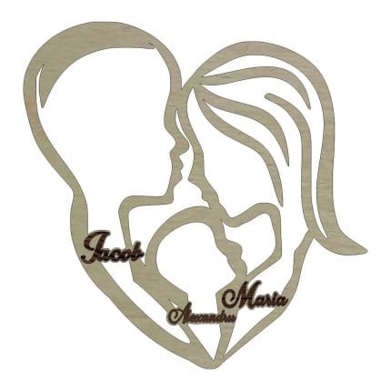 Decoratiune Cadou, Familie, Personalizata, Lemn Natur, 40cm, DCFAM003