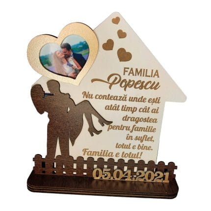 Decoratiune Cadou, Familie, Personalizata, Lemn, 22x19cm, DCFAM008
