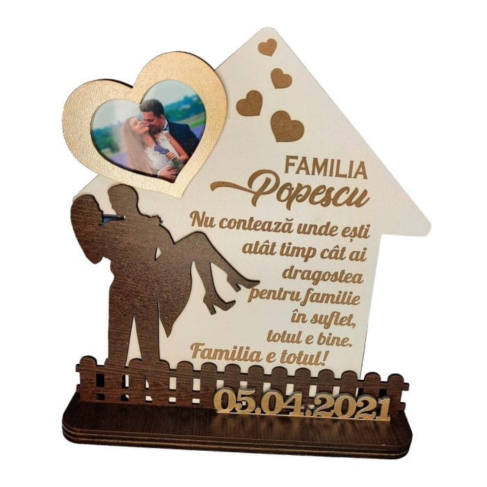 Decoratiune Cadou, Familie, Personalizata, Lemn, 22x19cm, DCFAM008 - imagine 1