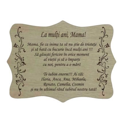 Felicitare Cadou, Personalizata, Mama, Lemn Natur, 20x15cm, DCM006