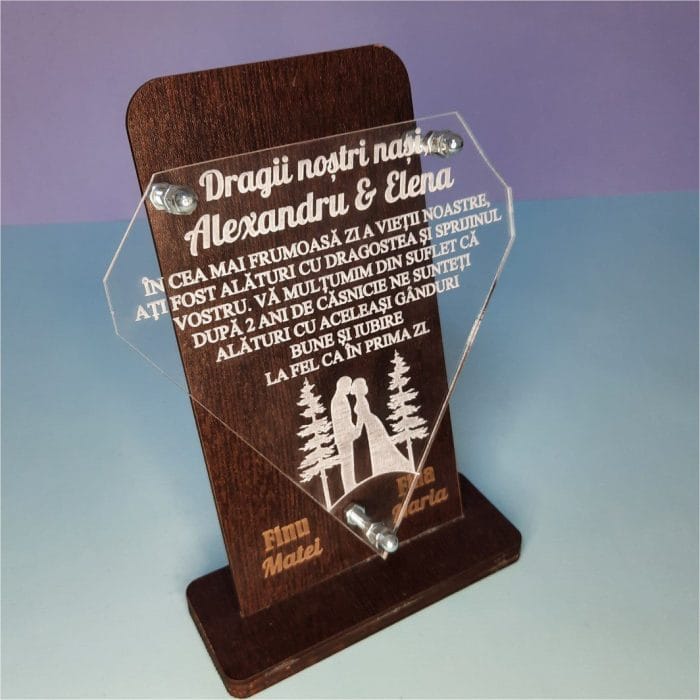 Decoratiune Cadou, Personalizata, Nasi, Plexiglas Transparent, 20x14cm, DCNS001 - imagine 2