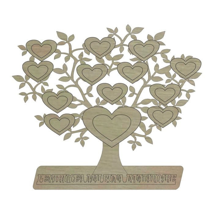Decoratiune Cadou, Copac, Personalizata, Invatatoare, Lemn, 48x39cm, DCPS005 - imagine 1