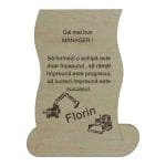 Decoratiune Cadou, Manager, Personalizata, Lemn, 21x14cm, DCSF003