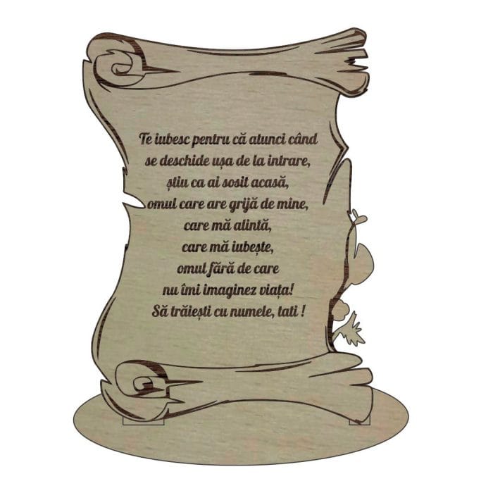 Decoratiune Cadou, Tata, Lemn, 21x15cm, DCTS005 - imagine 1