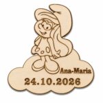 Marturie botez, Personalizata, Model Strumfita, Lemn, 5x5 cm, MB010