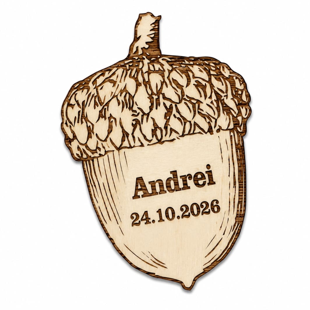 MB011 Marturie botez, Personalizata, Model Ghinda, Lemn, 6x3,5 cm, MB011 - imagine 1