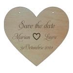 Pancarta Save The Date, Nunta, Lemn Natur, 30x28cm, PNSD001