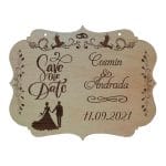 Pancarta Save The Date, Nunta, Lemn Natur, 50x40cm, PNSD002