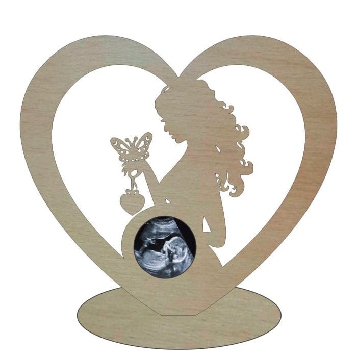 Rama Foto Ecografie, Gravida, Lemn, 28x25cm, RFG009 - imagine 1