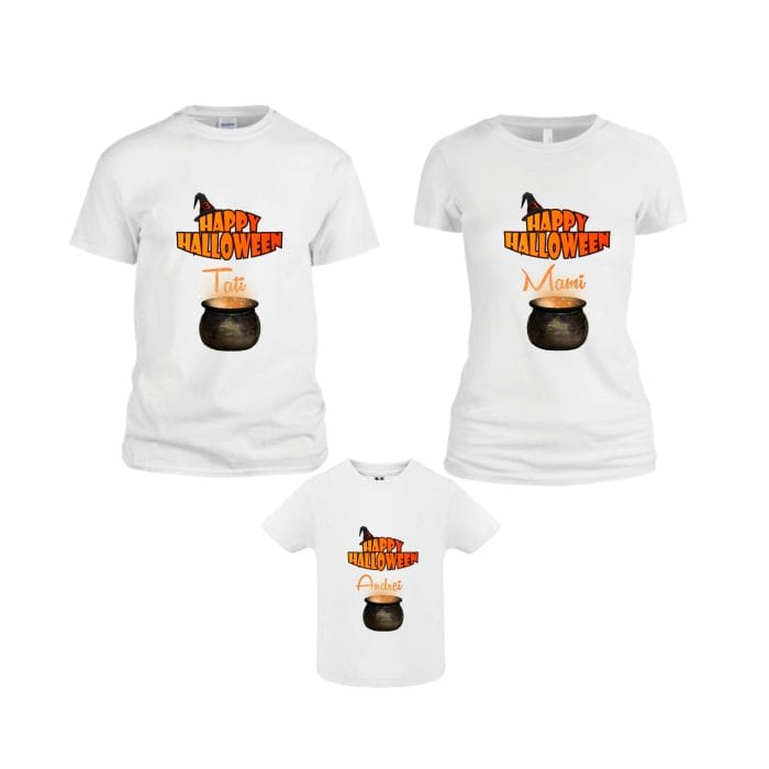 Set 3 Tricouri pentru Halloween, model THC5, alb - imagine 1